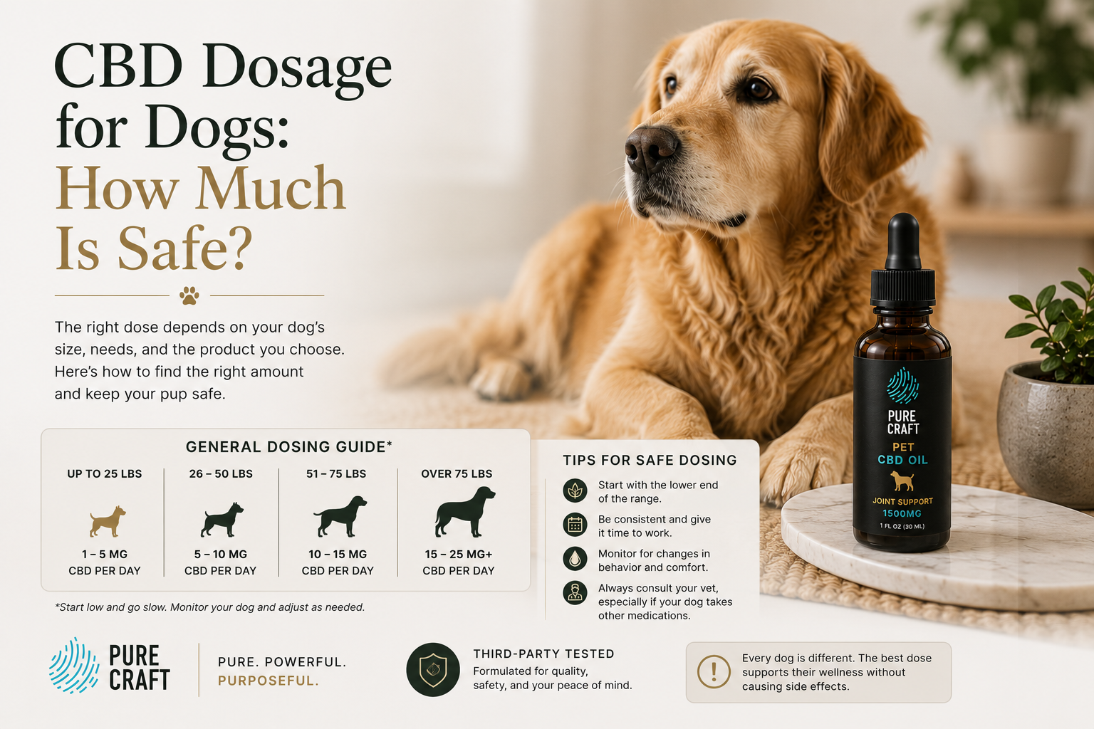 CBD Dosage for Dogs: How Much Is Safe? | PureCraft CBD