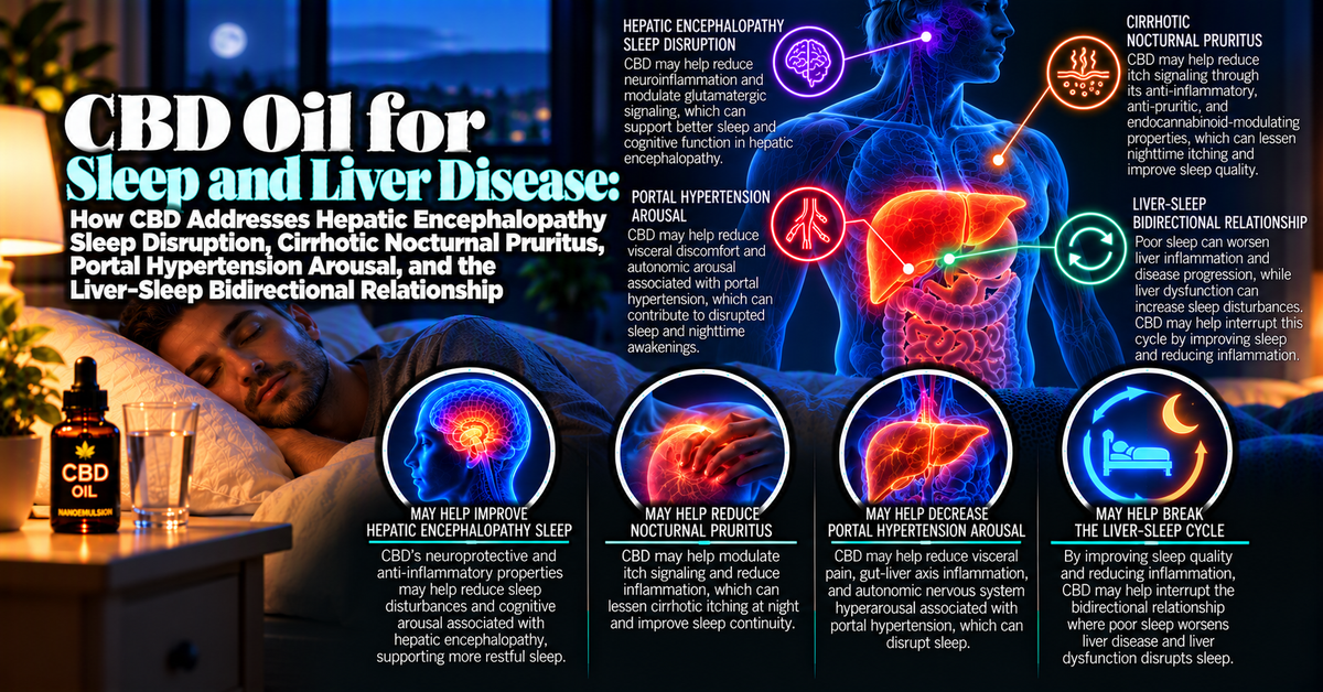 CBD Oil for Sleep and Liver Disease: How CBD Addresses Hepatic Encephalopathy Sleep Disruption, Cirrhotic Nocturnal Pruritus, Portal Hypertension Arousal, and the Liver-Sleep Bidirectional Relationship