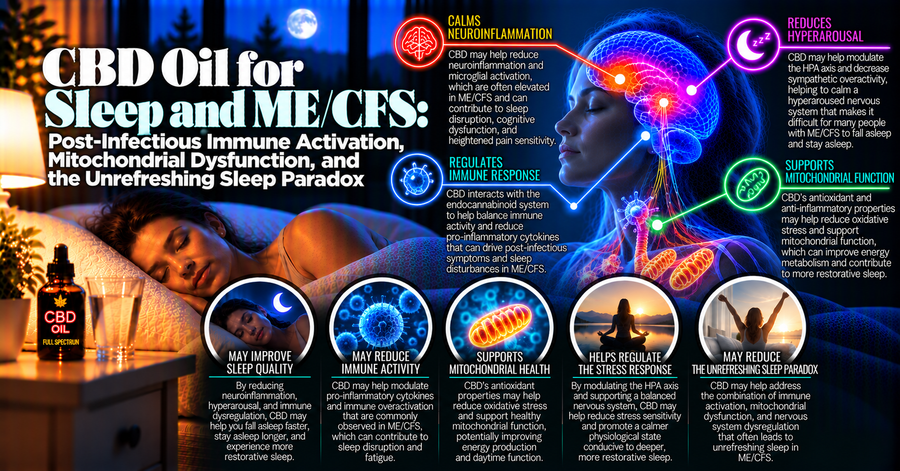 CBD Oil for Sleep and ME/CFS: Post-Infectious Immune Activation, Mitochondrial Dysfunction, and the Unrefreshing Sleep Paradox | PureCraft CBD
