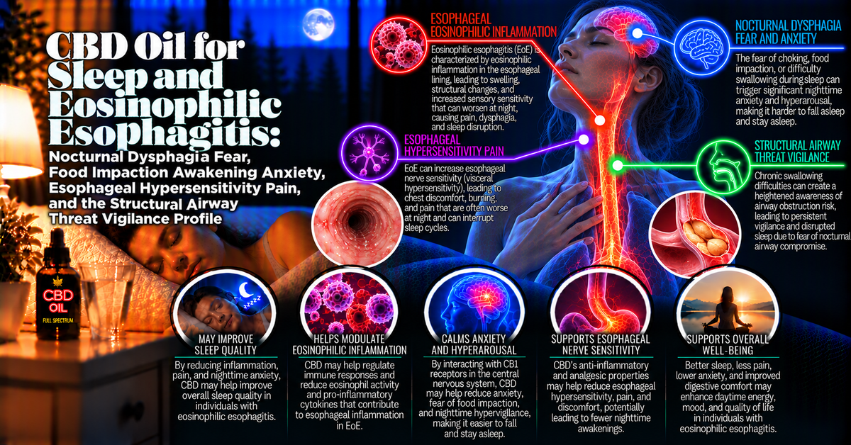 CBD Oil for Sleep and Eosinophilic Esophagitis: Nocturnal Dysphagia Fear, Food Impaction Awakening Anxiety, Esophageal Hypersensitivity Pain, and the Structural Airway Threat Vigilance Profile