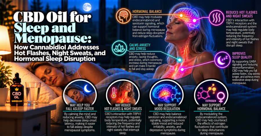 CBD Oil for Sleep and Menopause: How Cannabidiol Addresses Hot Flashes, Night Sweats, and Hormonal Sleep Disruption