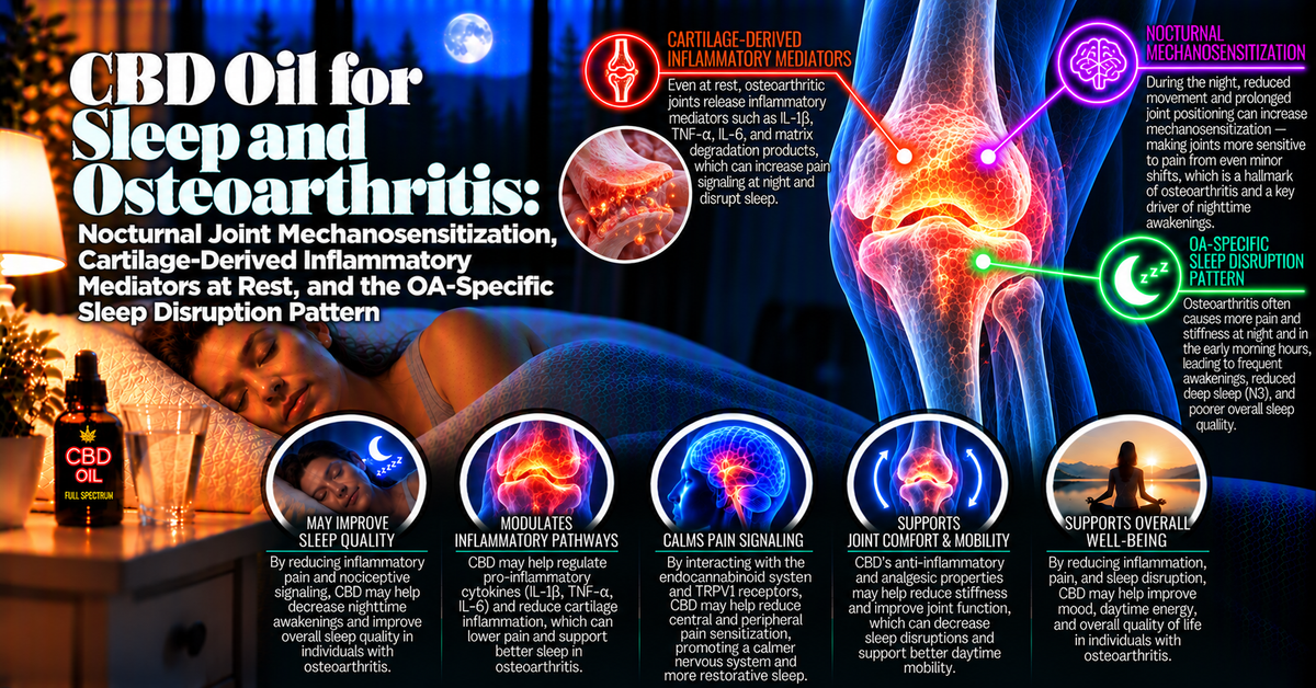 CBD Oil for Sleep and Osteoarthritis: Nocturnal Joint Mechanosensitization, Cartilage-Derived Inflammatory Mediators at Rest, and the OA-Specific Sleep Disruption Pattern | PureCraft CBD