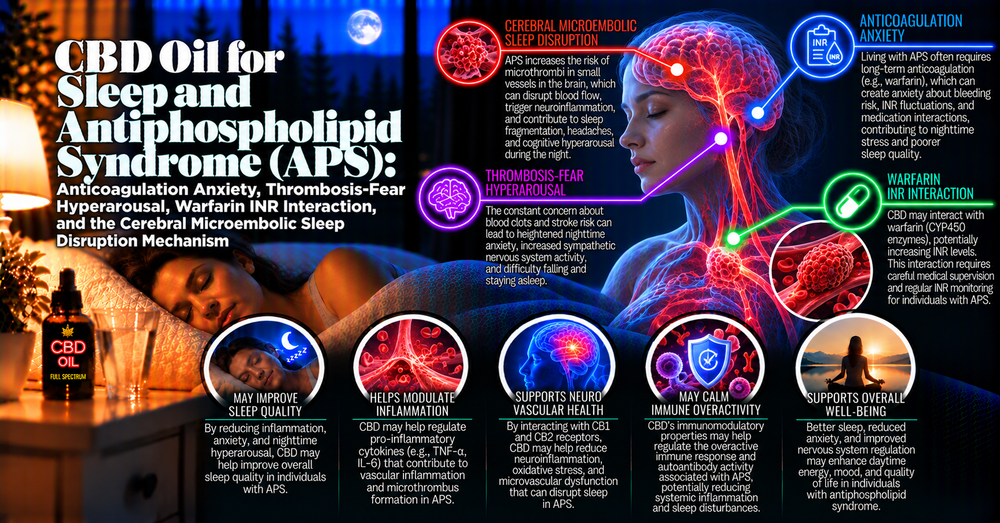 CBD Oil for Sleep and Antiphospholipid Syndrome (APS): Anticoagulation Anxiety, Thrombosis-Fear Hyperarousal, Warfarin INR Interaction, and the Cerebral Microembolic Sleep Disruption Mechanism | PureCraft CBD