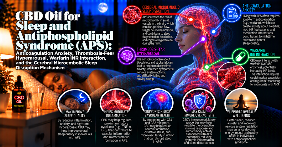 CBD Oil for Sleep and Antiphospholipid Syndrome (APS): Anticoagulation Anxiety, Thrombosis-Fear Hyperarousal, Warfarin INR Interaction, and the Cerebral Microembolic Sleep Disruption Mechanism | PureCraft CBD