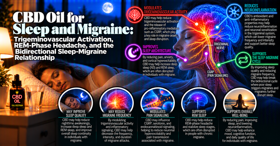 CBD Oil for Sleep and Migraine: Trigeminovascular Activation, REM-Phase Headache, and the Bidirectional Sleep-Migraine Relationship | PureCraft CBD