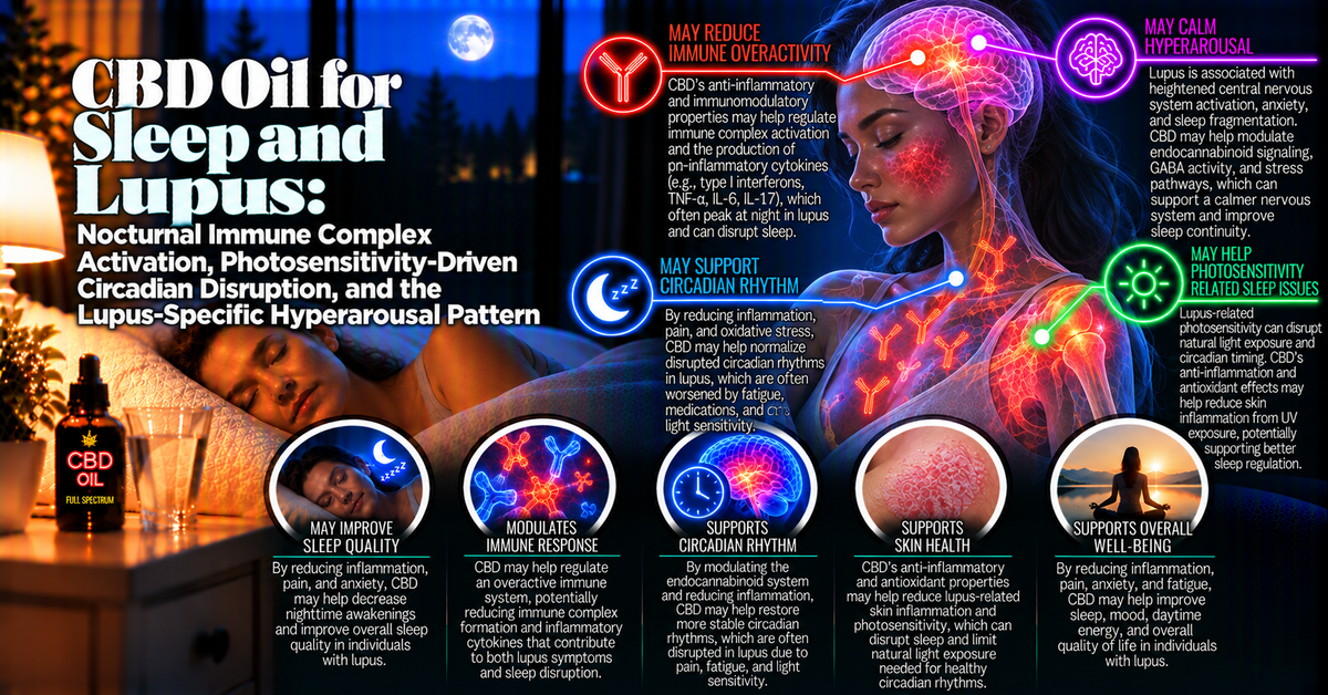 CBD Oil for Sleep and Lupus: Nocturnal Immune Complex Activation, Photosensitivity-Driven Circadian Disruption, and the Lupus-Specific Hyperarousal Pattern | PureCraft CBD
