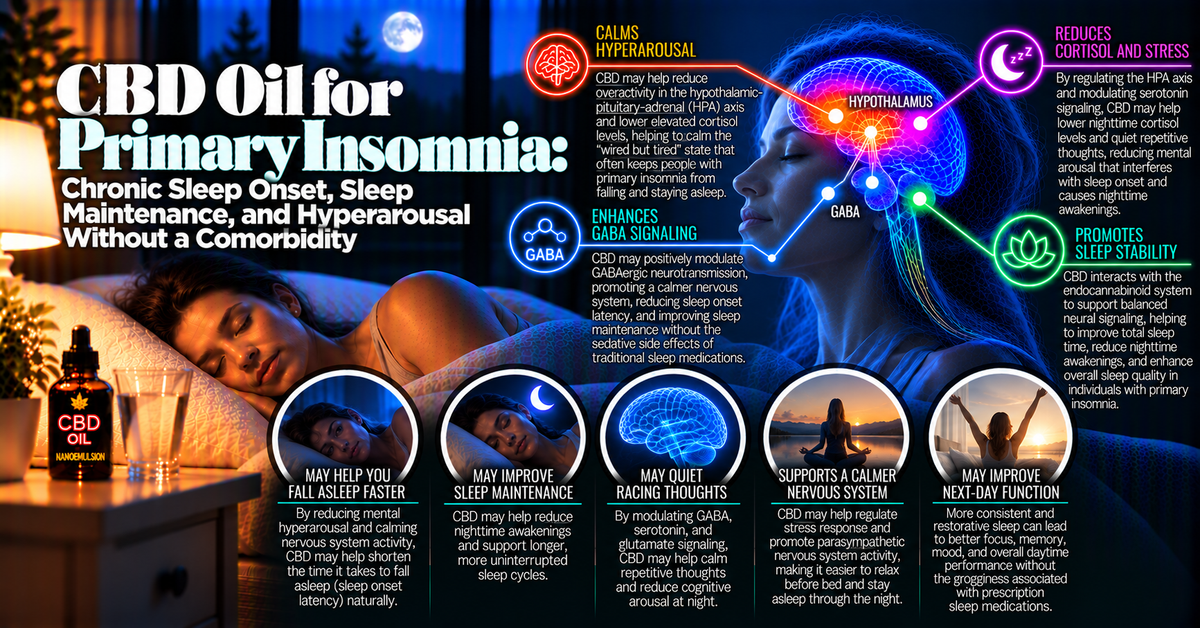 CBD Oil for Primary Insomnia: Chronic Sleep Onset, Sleep Maintenance, and Hyperarousal Without a Comorbidity | PureCraft CBD