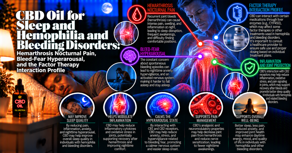 CBD Oil for Sleep and Hemophilia and Bleeding Disorders: Hemarthrosis Nocturnal Pain, Bleed-Fear Hyperarousal, and the Factor Therapy Interaction Profile